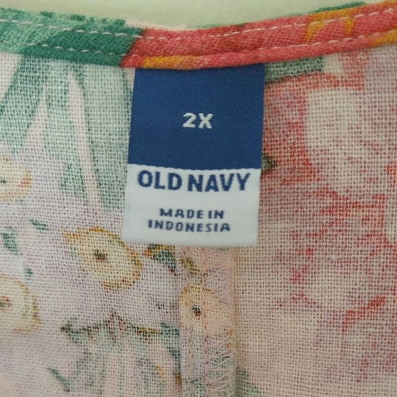 Old Navy Floral Dress with Green and Pink Accents  Wrap Blush English Rose - Picture 2 of 10